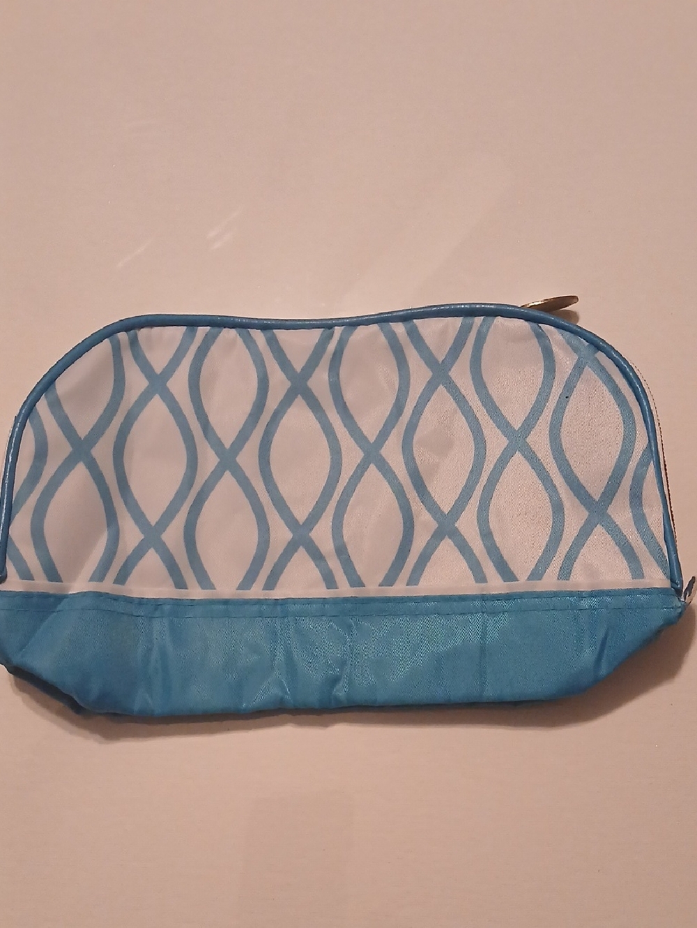 Blue Patterned Cosmetic Bag - Lightweight Travel Case